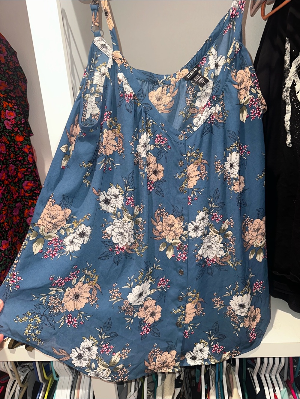 torrid Teal-Blue Floral Button-Front Camisole